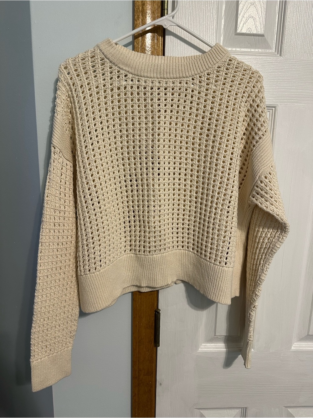 Old Navy Cream Open-Weave Crewneck Sweater